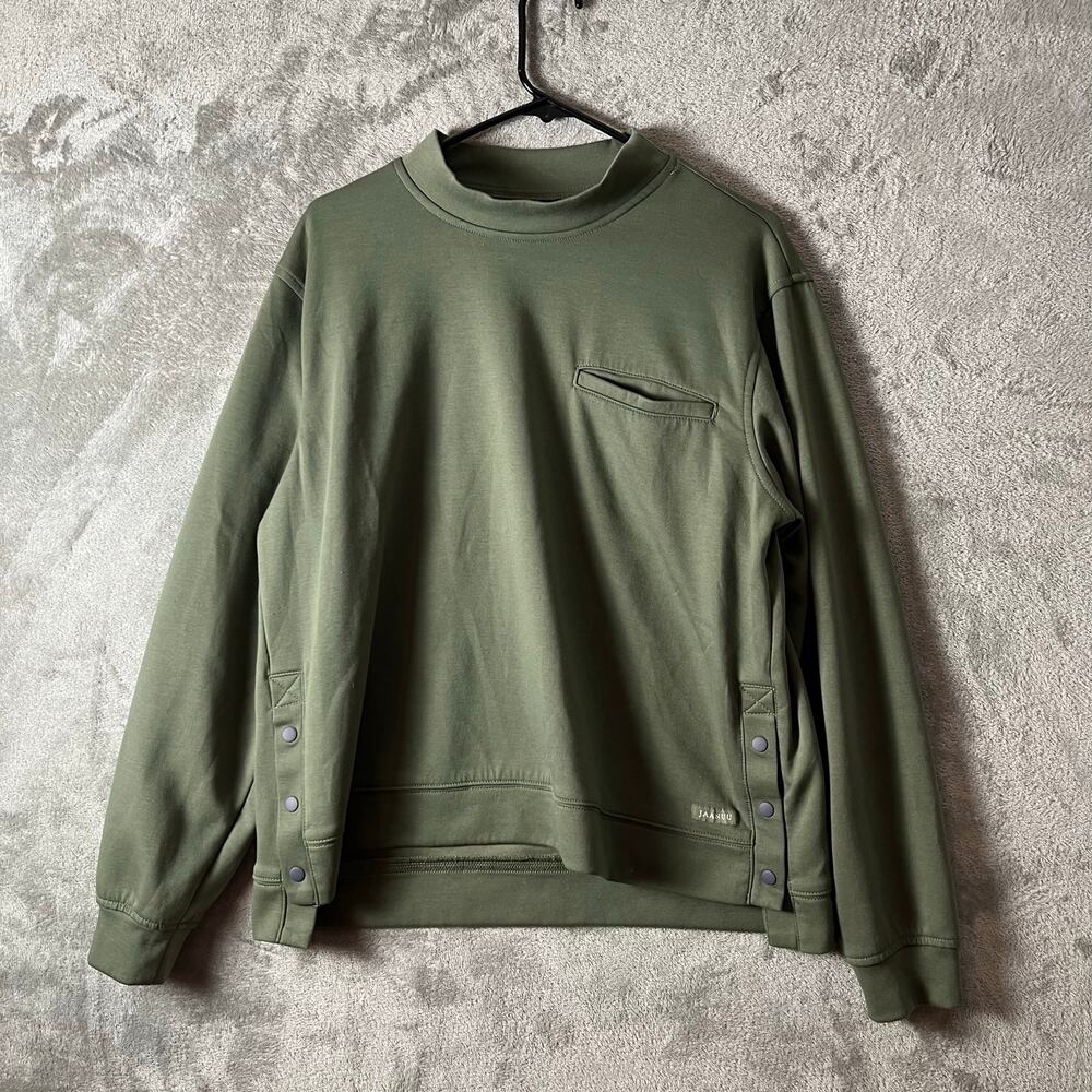 Jaanuu Women's Snap-Side Comfort Pullover Sweater Olive Green Size Large